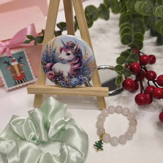 Komplekts bērniem kvarca aproce + satīna matu gumija + spogulītis №1